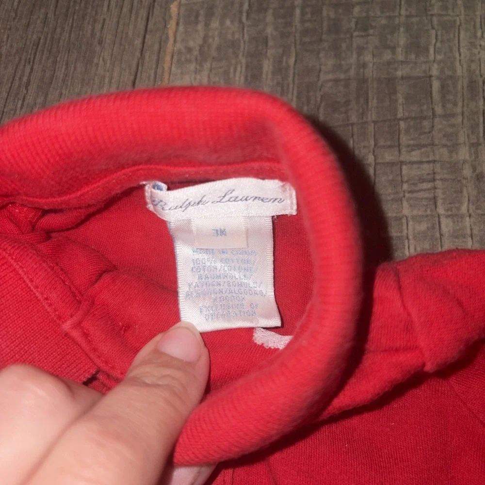 Ralph Lauren Baby Boys 100% Cotton Polo Romper Red Sz 3 Months